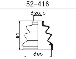 52416 Пыльник внутреннего шруса (D26,5-D85-H91)