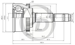 JCT0023A ШРУС внешний ABS NI013A42