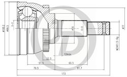 JCT0027A ШРУС внешний ABS NI027A46