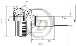 JCT0058A ШРУС внешний ABS TO040A48