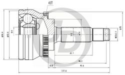 JCT0072A ШРУС внешний ABS MI033A43