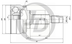 JCT0076A ШРУС внешний ABS NI072A44