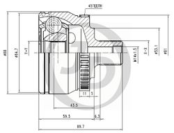 JCT0081A ШРУС внешний ABS VW001A45