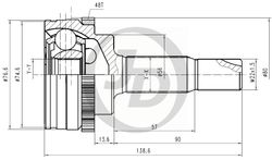 JCT0132A ШРУС внешний ABS TO042A48