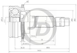 JCT0167A ШРУС внешний АВS TO036A48