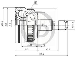 JCT0233A ШРУС внешний ABS