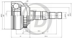 JCT0236A ШРУС внешний ABS