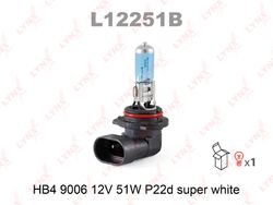 L12251B Лампа HB4 9006 12V 51W P22D SUPER WHITE