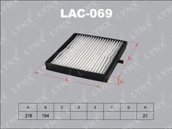 LAC069 Фильтр салона Замена снятому LAC-006