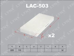 LAC503 Фильтр салона (2шт) Замена снятому LAC-511